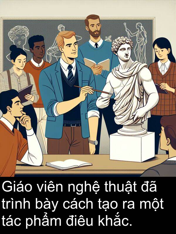 điêu: Giáo viên nghệ thuật đã trình bày cách tạo ra một tác phẩm điêu khắc.