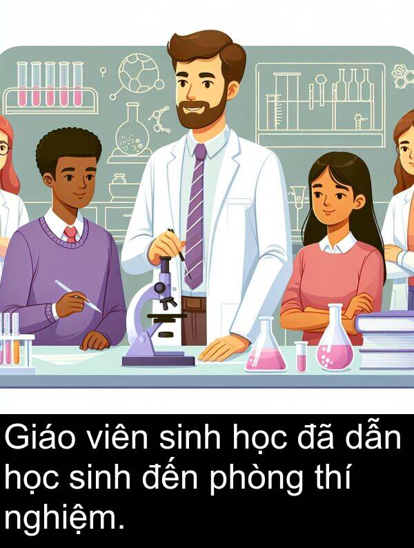 nghiệm: Giáo viên sinh học đã dẫn học sinh đến phòng thí nghiệm.