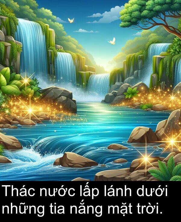 lấp: Thác nước lấp lánh dưới những tia nắng mặt trời.