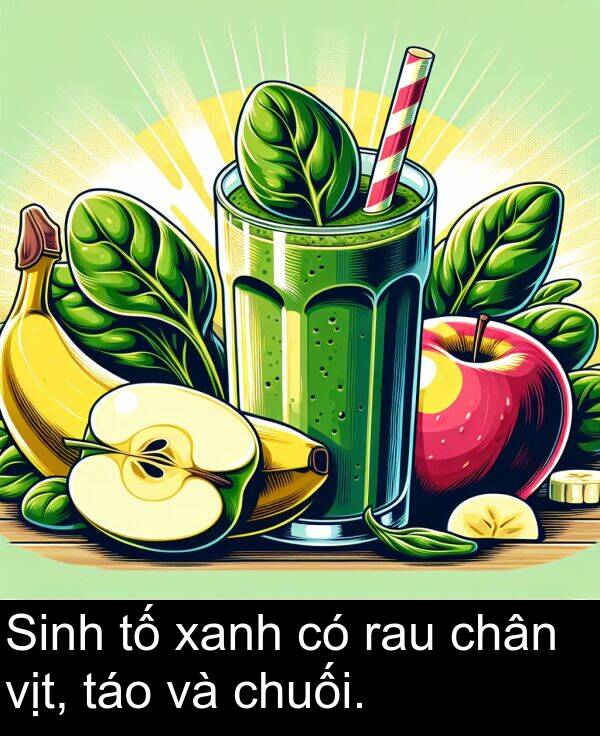 táo: Sinh tố xanh có rau chân vịt, táo và chuối.