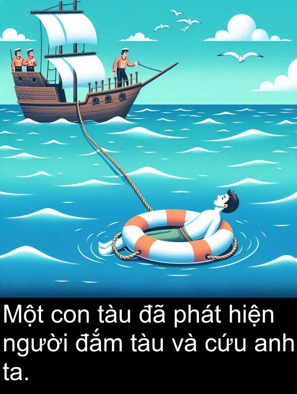 đắm: Một con tàu đã phát hiện người đắm tàu và cứu anh ta.