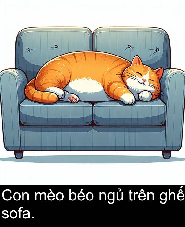 ghế: Con mèo béo ngủ trên ghế sofa.