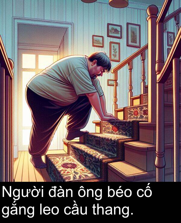đàn: Người đàn ông béo cố gắng leo cầu thang.