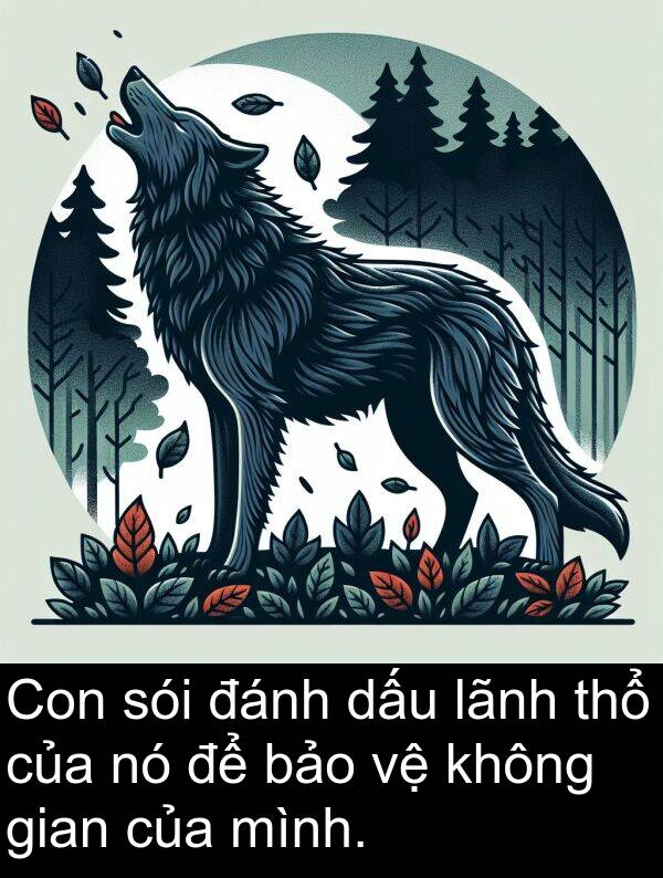 đánh: Con sói đánh dấu lãnh thổ của nó để bảo vệ không gian của mình.