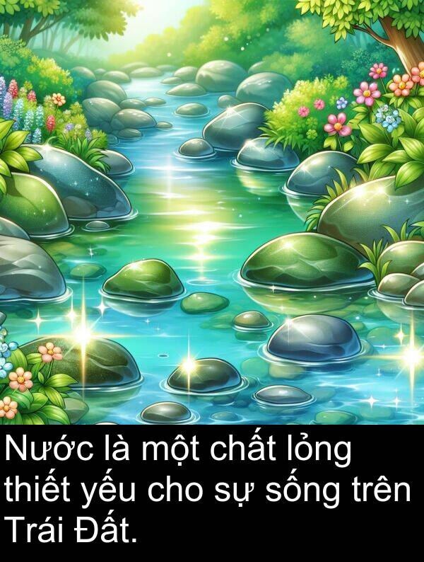 lỏng: Nước là một chất lỏng thiết yếu cho sự sống trên Trái Đất.