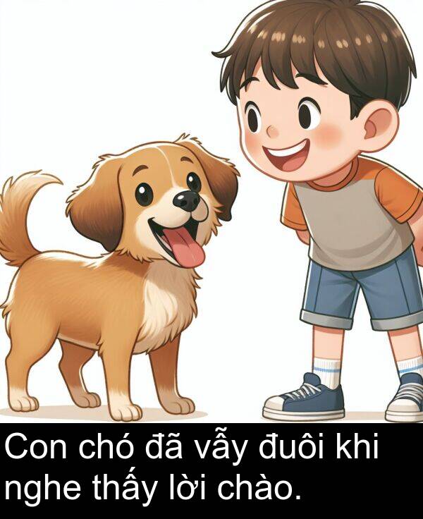 đuôi: Con chó đã vẫy đuôi khi nghe thấy lời chào.