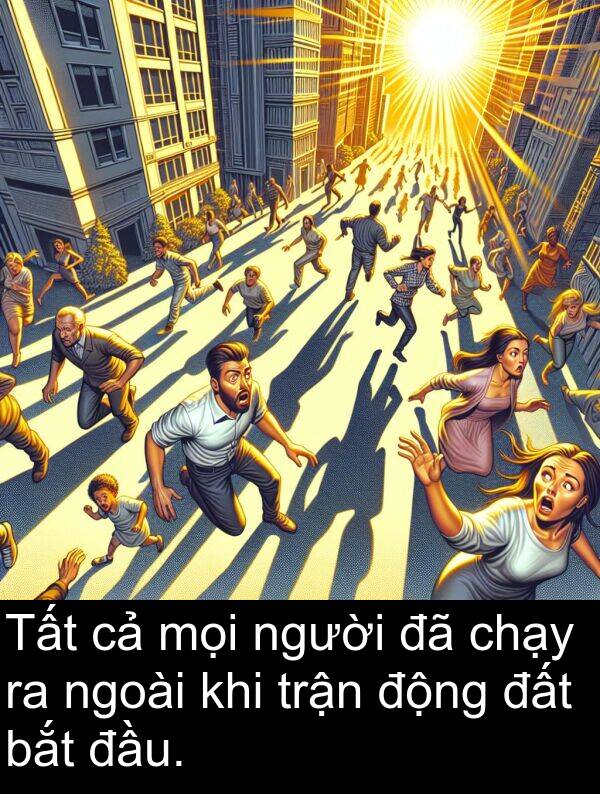 đầu: Tất cả mọi người đã chạy ra ngoài khi trận động đất bắt đầu.