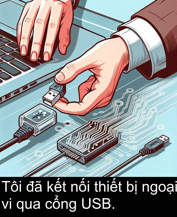 nối: Tôi đã kết nối thiết bị ngoại vi qua cổng USB.