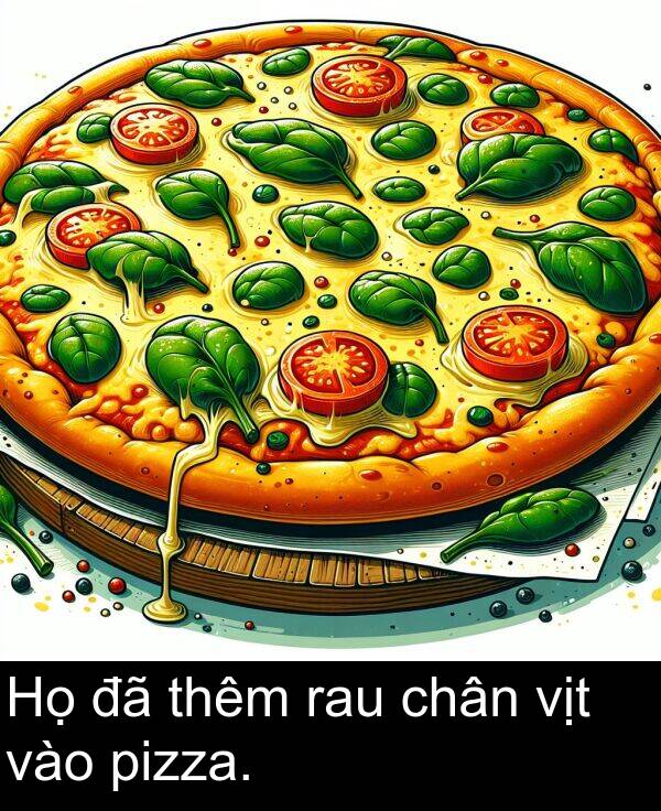 vịt: Họ đã thêm rau chân vịt vào pizza.