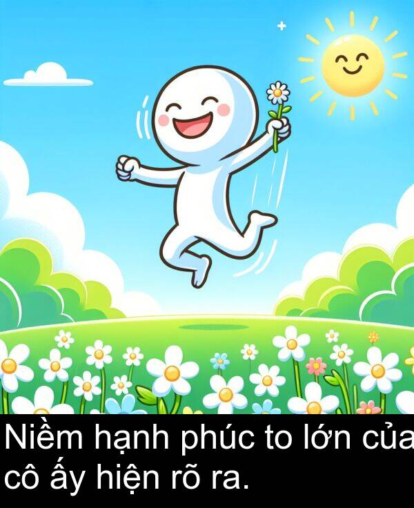 hạnh: Niềm hạnh phúc to lớn của cô ấy hiện rõ ra.