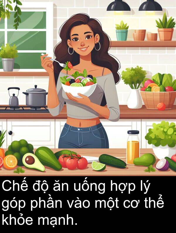 hợp: Chế độ ăn uống hợp lý góp phần vào một cơ thể khỏe mạnh.