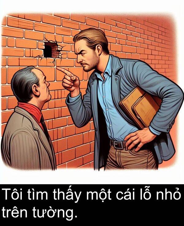 trên: Tôi tìm thấy một cái lỗ nhỏ trên tường.