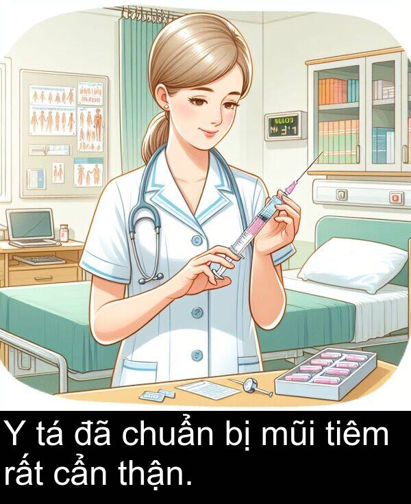 thận: Y tá đã chuẩn bị mũi tiêm rất cẩn thận.