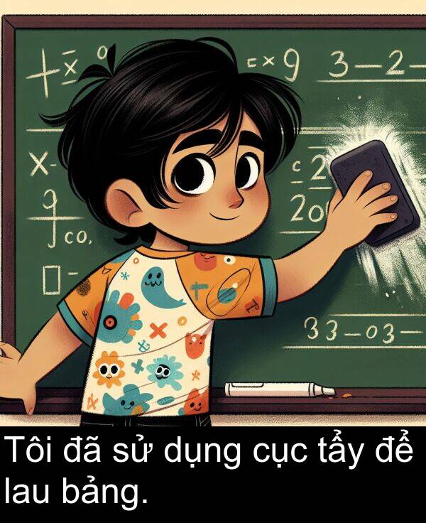 bảng: Tôi đã sử dụng cục tẩy để lau bảng.