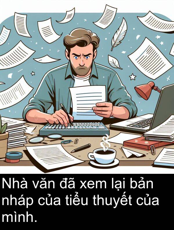 tiểu: Nhà văn đã xem lại bản nháp của tiểu thuyết của mình.