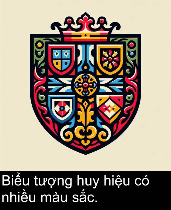 huy: Biểu tượng huy hiệu có nhiều màu sắc.