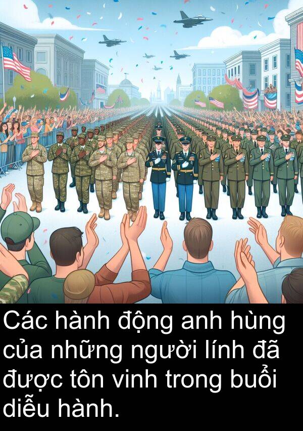vinh: Các hành động anh hùng của những người lính đã được tôn vinh trong buổi diễu hành.