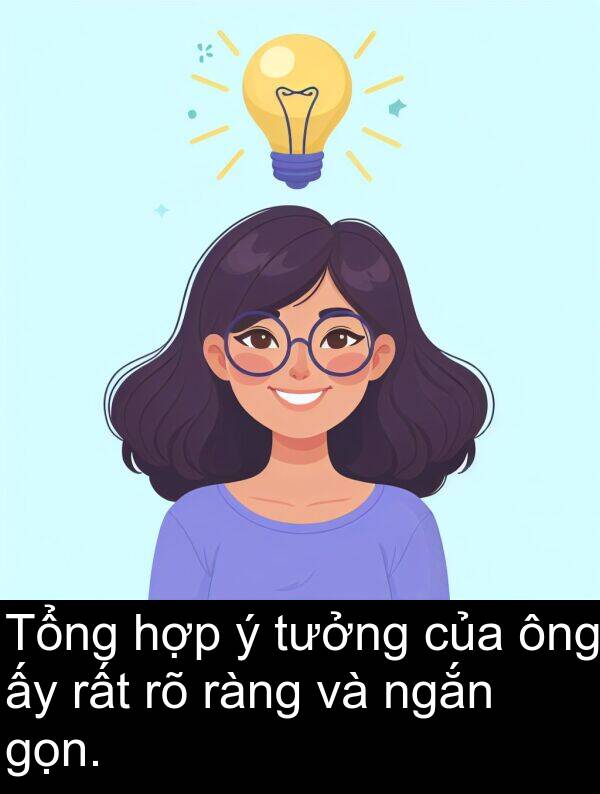 ràng: Tổng hợp ý tưởng của ông ấy rất rõ ràng và ngắn gọn.
