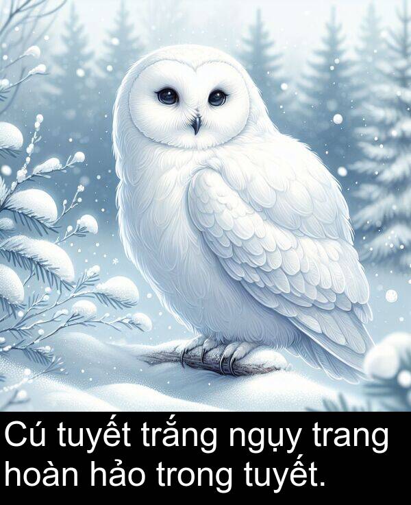 ngụy: Cú tuyết trắng ngụy trang hoàn hảo trong tuyết.