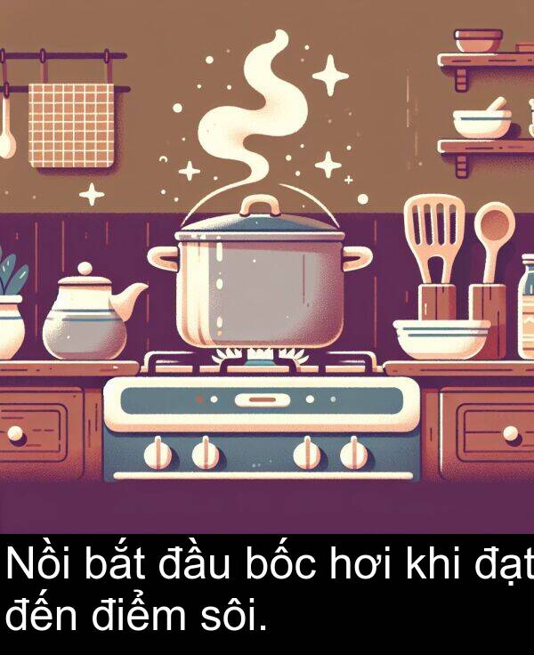 điểm: Nồi bắt đầu bốc hơi khi đạt đến điểm sôi.