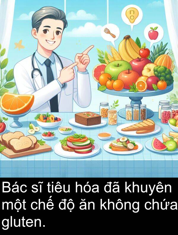 chứa: Bác sĩ tiêu hóa đã khuyên một chế độ ăn không chứa gluten.