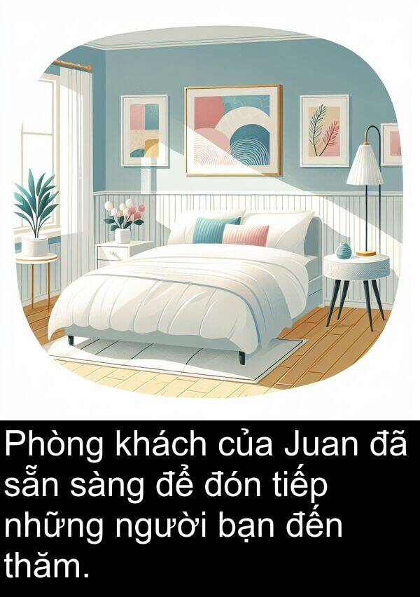 đón: Phòng khách của Juan đã sẵn sàng để đón tiếp những người bạn đến thăm.