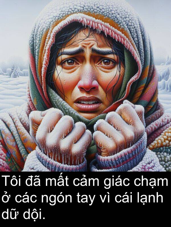 ngón: Tôi đã mất cảm giác chạm ở các ngón tay vì cái lạnh dữ dội.