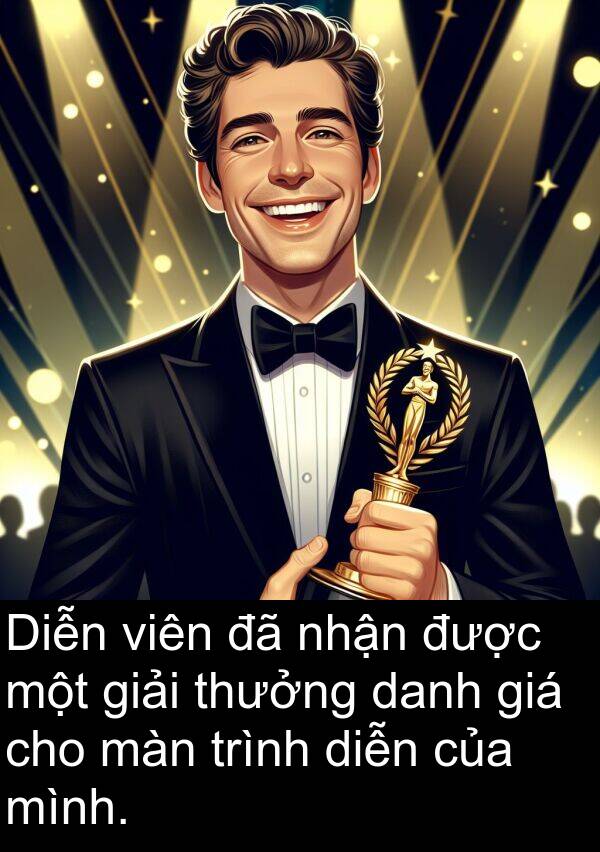 thưởng: Diễn viên đã nhận được một giải thưởng danh giá cho màn trình diễn của mình.
