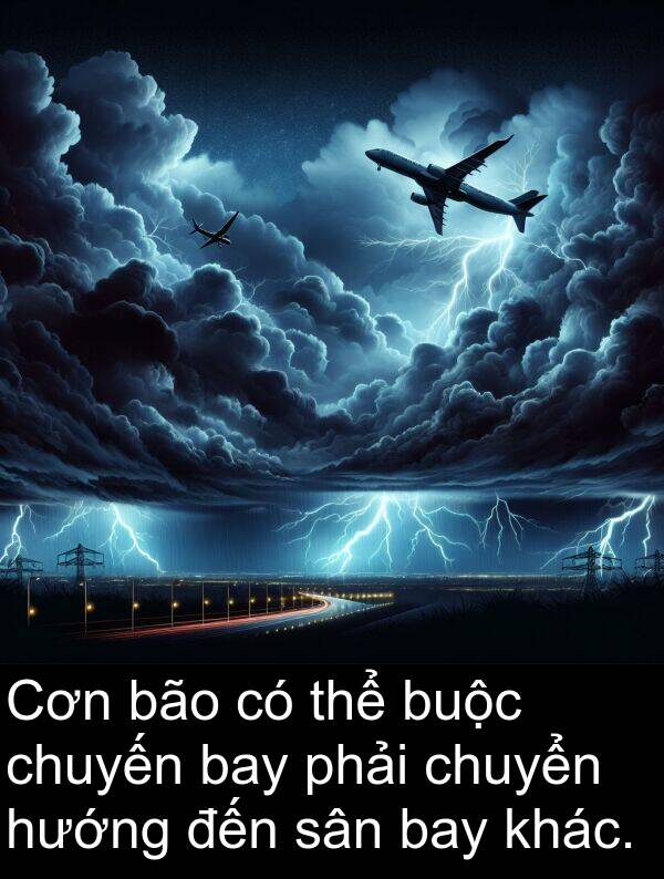 chuyến: Cơn bão có thể buộc chuyến bay phải chuyển hướng đến sân bay khác.