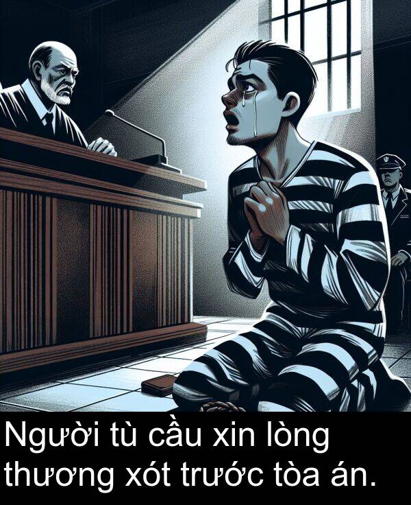 lòng: Người tù cầu xin lòng thương xót trước tòa án.