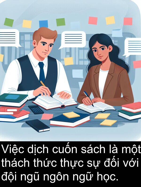 đối: Việc dịch cuốn sách là một thách thức thực sự đối với đội ngũ ngôn ngữ học.