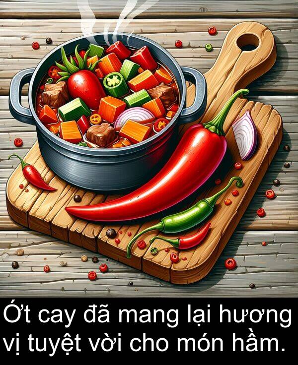 cay: Ớt cay đã mang lại hương vị tuyệt vời cho món hầm.