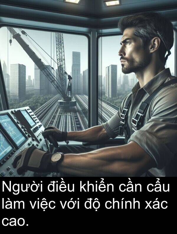 chính: Người điều khiển cần cẩu làm việc với độ chính xác cao.