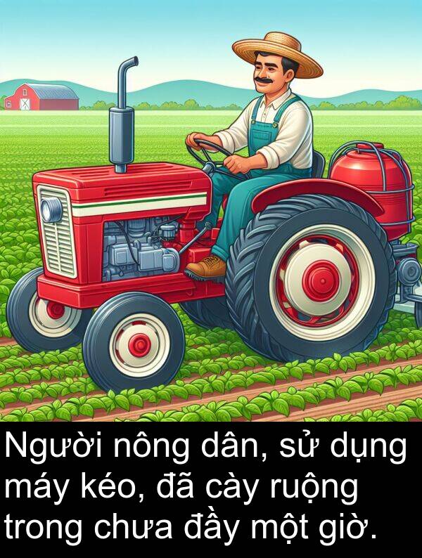 giờ: Người nông dân, sử dụng máy kéo, đã cày ruộng trong chưa đầy một giờ.