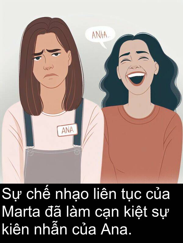 nhạo: Sự chế nhạo liên tục của Marta đã làm cạn kiệt sự kiên nhẫn của Ana.