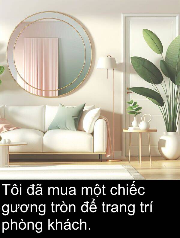 gương: Tôi đã mua một chiếc gương tròn để trang trí phòng khách.