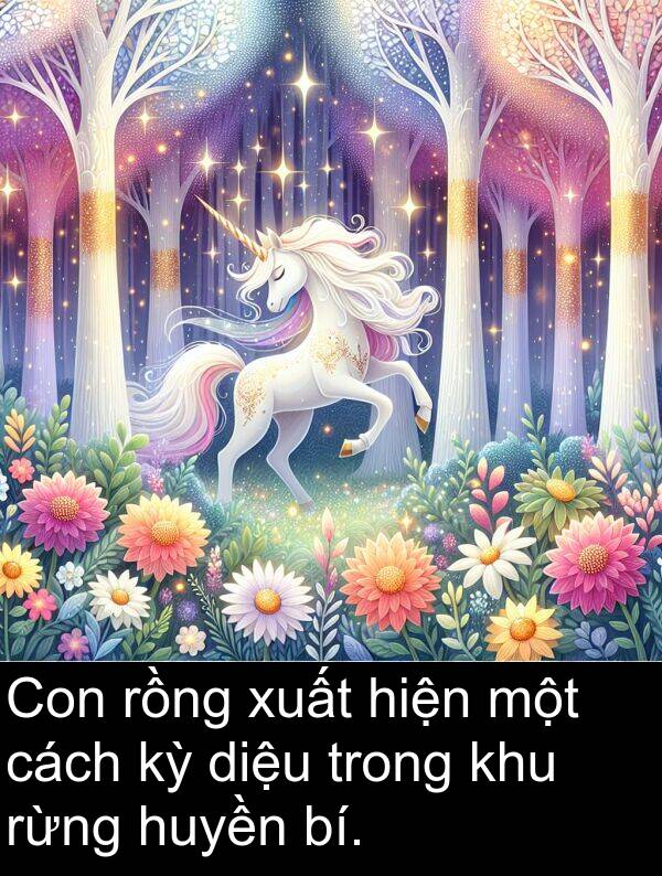 huyền: Con rồng xuất hiện một cách kỳ diệu trong khu rừng huyền bí.