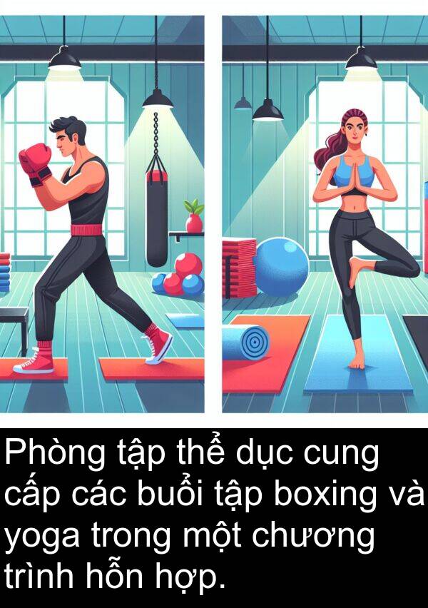 cấp: Phòng tập thể dục cung cấp các buổi tập boxing và yoga trong một chương trình hỗn hợp.