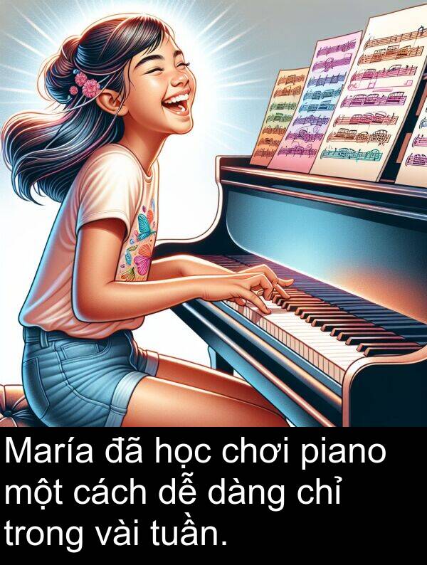 vài: María đã học chơi piano một cách dễ dàng chỉ trong vài tuần.