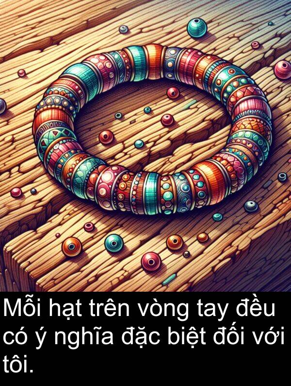 đối: Mỗi hạt trên vòng tay đều có ý nghĩa đặc biệt đối với tôi.