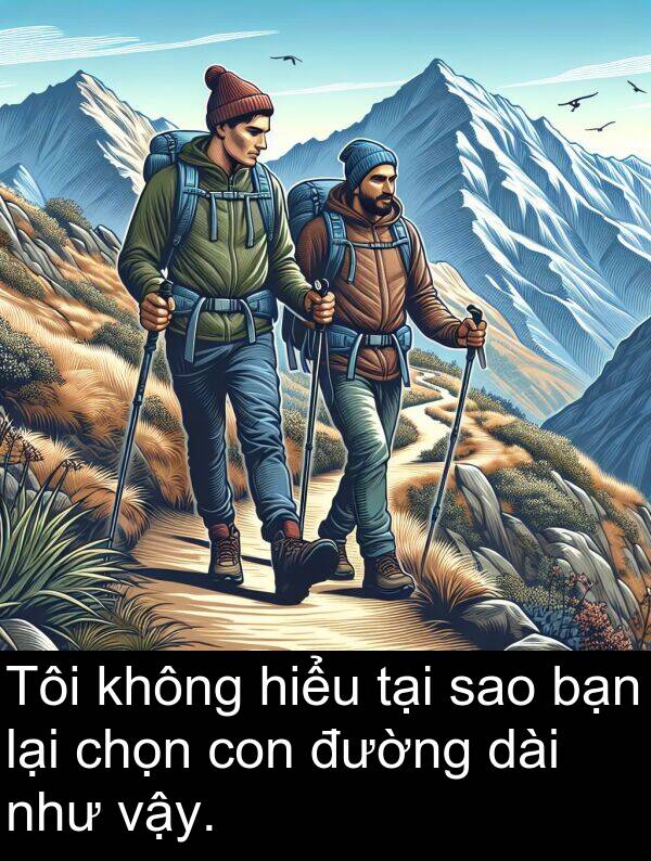 chọn: Tôi không hiểu tại sao bạn lại chọn con đường dài như vậy.