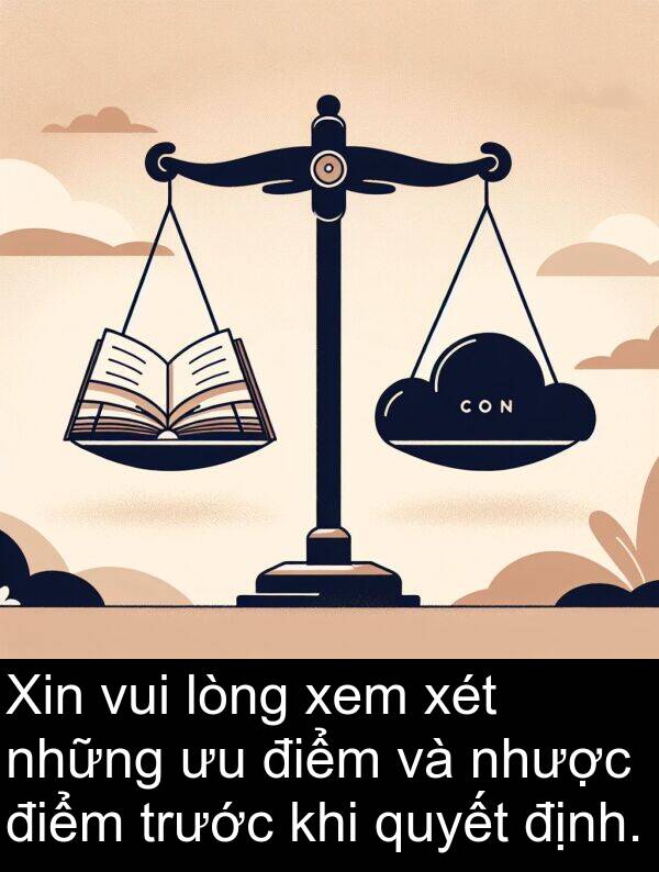 điểm: Xin vui lòng xem xét những ưu điểm và nhược điểm trước khi quyết định.