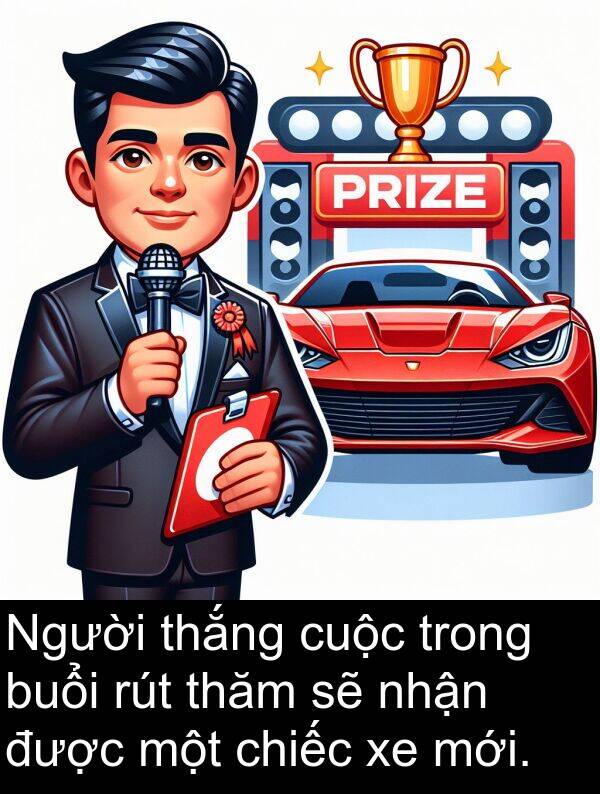 buổi: Người thắng cuộc trong buổi rút thăm sẽ nhận được một chiếc xe mới.