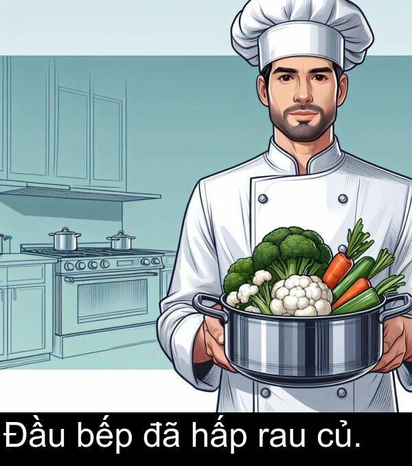 rau: Đầu bếp đã hấp rau củ.