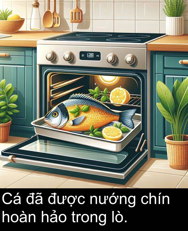 chín: Cá đã được nướng chín hoàn hảo trong lò.