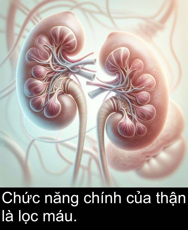 chính: Chức năng chính của thận là lọc máu.
