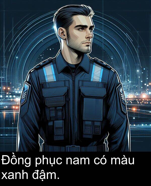 đậm: Đồng phục nam có màu xanh đậm.