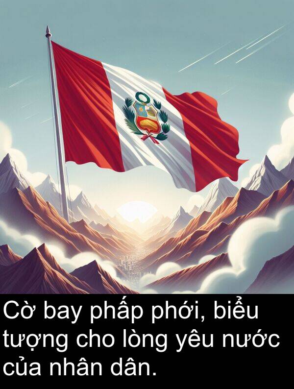 phấp: Cờ bay phấp phới, biểu tượng cho lòng yêu nước của nhân dân.
