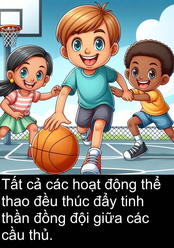đẩy: Tất cả các hoạt động thể thao đều thúc đẩy tinh thần đồng đội giữa các cầu thủ.