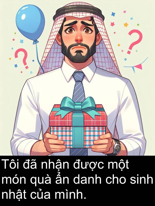 món: Tôi đã nhận được một món quà ẩn danh cho sinh nhật của mình.